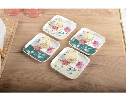 Bloemen vierkante bekers - set van 4