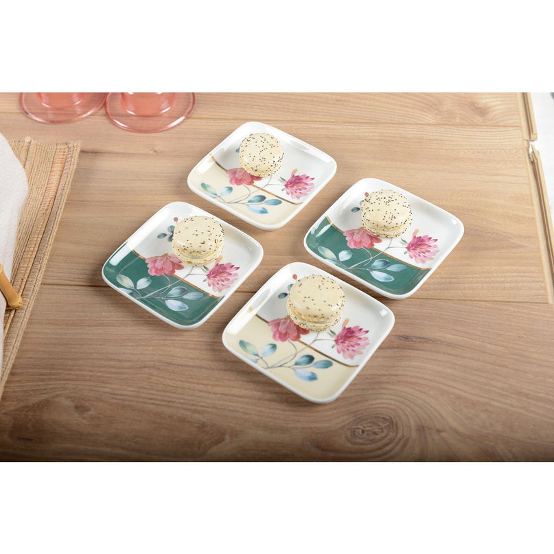 Bloemen vierkante bekers - set van 4