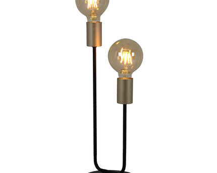 Tabellamp 2-flame. "Modo" gemaakt van metaal in zwart, versies in goud, E27 -aansluiting, tafellamp voor woonkamer, eetkamer, keuken, gang, gang of kantoor, 45 x 14 cm
