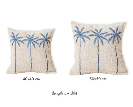 Katoenen kussenhoes Palmboompatroon – Boho geborduurd kussen – Decoratief kussen – Geborduurde kussenhoes 40x40 of 50x50 cm ANARKA