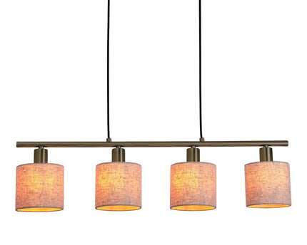 4 hanger lamp "maron" gemaakt van metalen satin mat met stof paraplu's in de natuur, met E14-aansluiting, lamp voor woonkamer of eetkamer, 71,5 x 12 cm