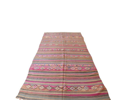 Zuiver wollen Marokkaans Kelim Berber tapijt 155 x 363 cm