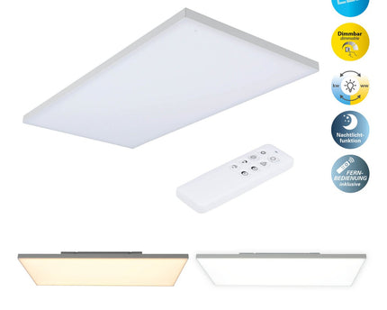 LED -paneel plafondlamp "Carente" lengte 59,5 cm, frameless, vele functies, gemaakt van metaal en plastic, witte, geïntegreerde LED's