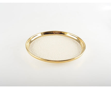 Dessertplaat met gouden rand 2 blauw en 2 crème - veel 4