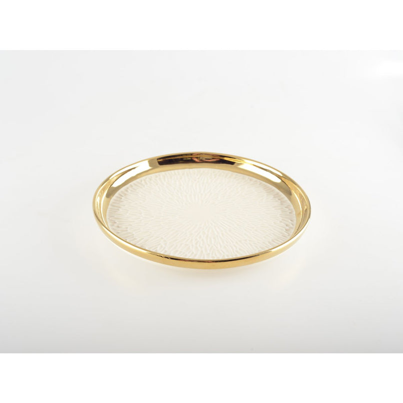 Dessertplaat met gouden rand 2 blauw en 2 crème - veel 4