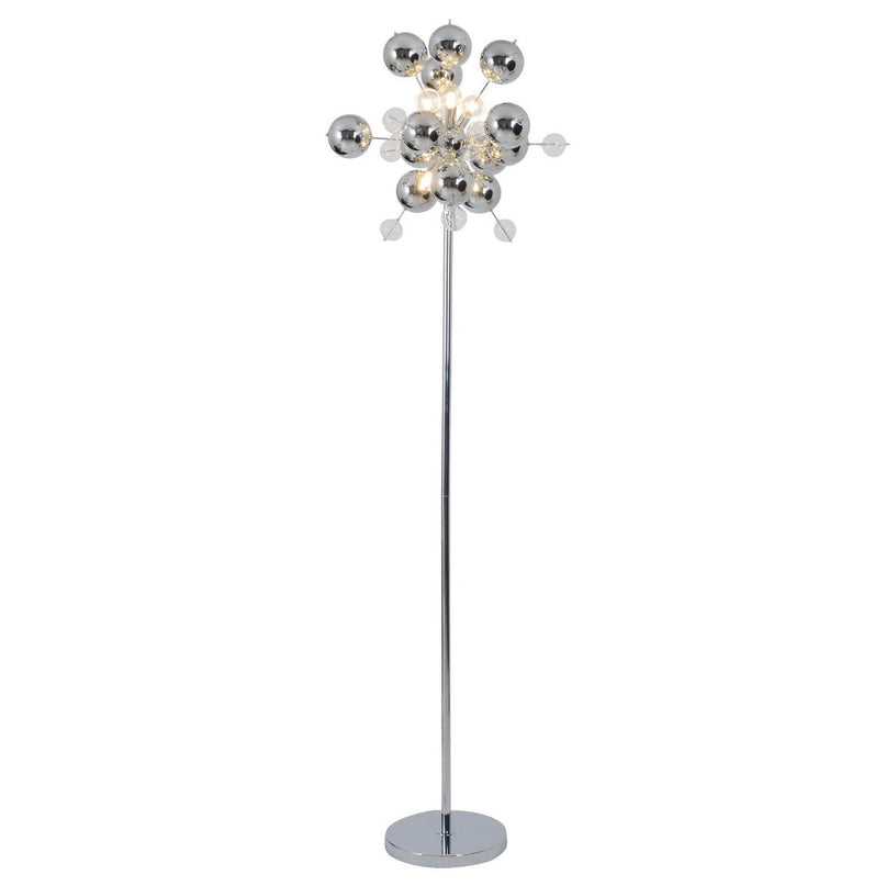 Staande lamp "explosie" in chroom, vloerlamp gemaakt van metaal en glas, chroom, G9, vloerlamp 169 cm hoog