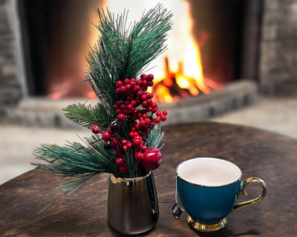 Kerstbloemcombinatie met Potten Set 01  | Zijden kunstbloem | Lengte 45CM