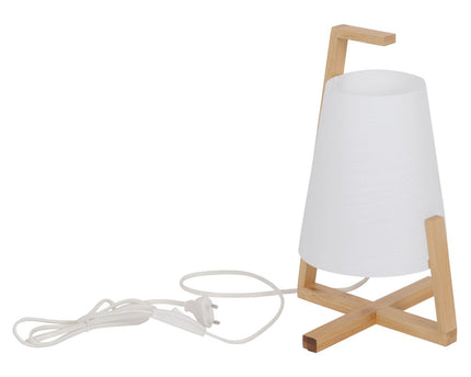Bamboo -tafellamp met plastic scherm "Shoji", met bamboe frame, natuur en wit, ongeveer 32 cm hoog, E14, voor woonkamer, eetkamer en kantoor