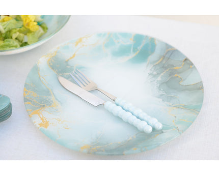 Silver Dessert Forks met multi -gekoleerde mouwen - set van 6