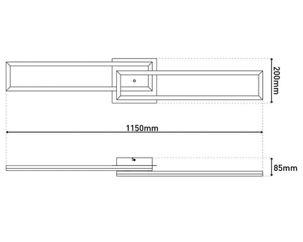 LED CCT-plafondlamp + RGB-backlight "Bantry" met veel functies, 115 cm lang, inclusief afstandsbediening