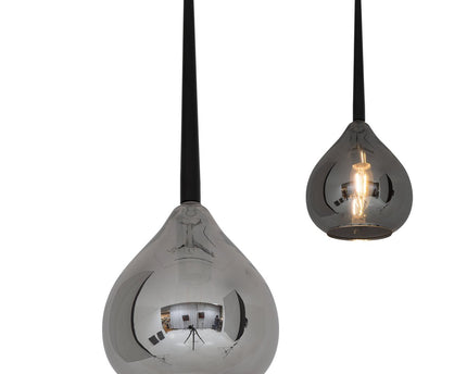 Hanger lamp "vaso", hanglamp gemaakt van metaal en rookglas in antraciet, met E14 -versie, voor eetkamer, woonkamer, hal of kantoor, met een Øvon 16 cm