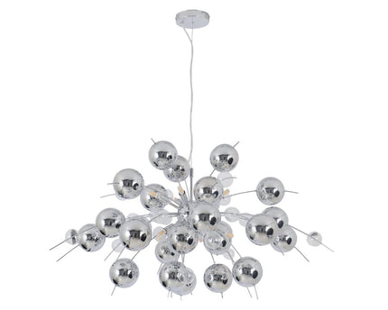 Hanger lamp "explosie" chroom gemaakt van metaal en glas, G9 -versies, hangende lamp voor eetkamer, woonkamer, gang of kantoor, Øca. 98 cm