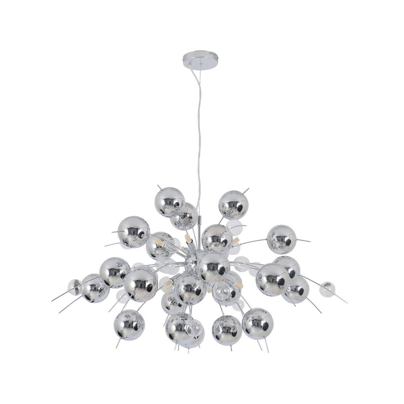 Hanger lamp "explosie" chroom gemaakt van metaal en glas, G9 -versies, hangende lamp voor eetkamer, woonkamer, gang of kantoor, Øca. 98 cm
