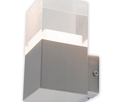 LED externe wandlamp "Leah" gemaakt van metaal en plastic in stalen blanke, geïntegreerde LED