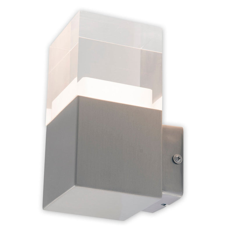 LED externe wandlamp "Leah" gemaakt van metaal en plastic in stalen blanke, geïntegreerde LED