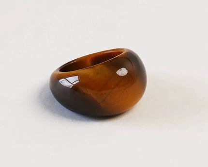 Minimalistische stoere look-ring-Tijgeroogsteen en witte jade