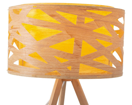 Tafellamp "Finja" gemaakt van natuurlijk gekleurde plastic/holzimitatie, met E27-versieverlichting voor woonkamer, eetkamer of kantoor, 55 cm hoog