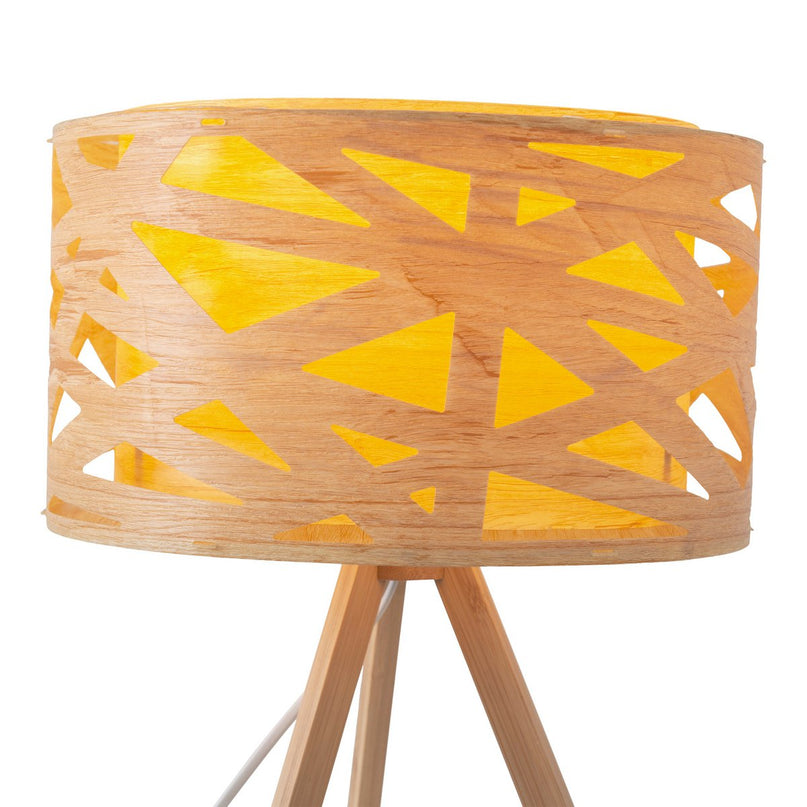 Tafellamp "Finja" gemaakt van natuurlijk gekleurde plastic/holzimitatie, met E27-versieverlichting voor woonkamer, eetkamer of kantoor, 55 cm hoog