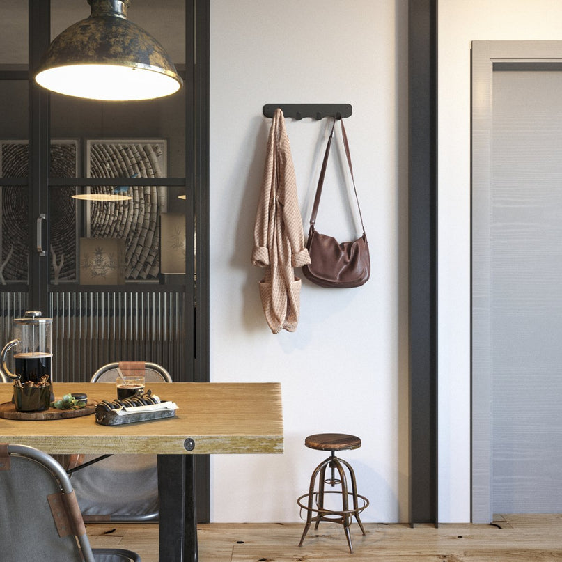 Gorillz Rounded Four Industriële Wandkapstok 4 Kapstok haken - Zwart