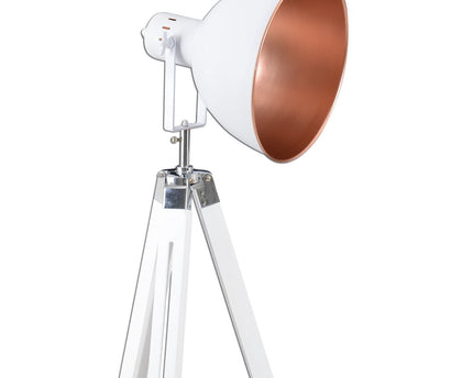 Staande lamp driekbende "" Christie "" gemaakt van metaal en wit geschilderd hol, e27, 90-130 cm hoog