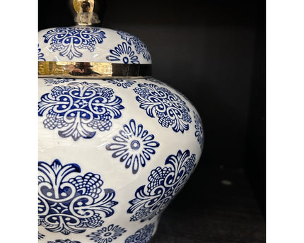 Blauw en wit porseleinen bloempot (voor keuken thuis)