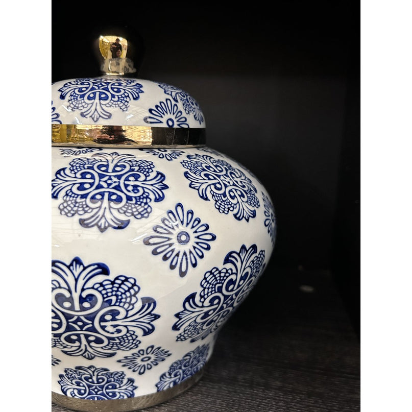 Blauw en wit porseleinen bloempot (voor keuken thuis)