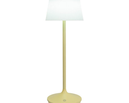 Zonne -batterijlamp "EMMI" 38 cm hoog, paraplu Ø 13 cm, metaal in geel en wit plastic, voor de buitenruimte, dimable CCT.