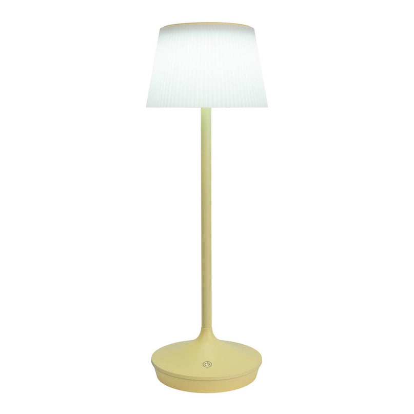 Zonne -batterijlamp "EMMI" 38 cm hoog, paraplu Ø 13 cm, metaal in geel en wit plastic, voor de buitenruimte, dimable CCT.