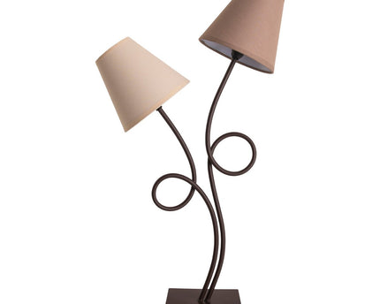 Tafellamp, 2-flame "boho" ", tafellamp bruin/beige, met E14-aansluiting, voor eetkamer, woonkamer, gang of kantoor, 65 cm hoog