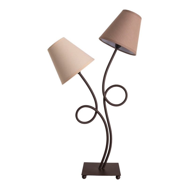 Tafellamp, 2-flame "boho" ", tafellamp bruin/beige, met E14-aansluiting, voor eetkamer, woonkamer, gang of kantoor, 65 cm hoog
