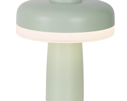Draadloos tafellicht "Pilu", 16,5 cm hoog, boven Ø van 15 cm, metaal in mint, wit plastic, geïntegreerde LED's, 280 lumen, dimbaar door aanraaksensor, warm wit wit wit