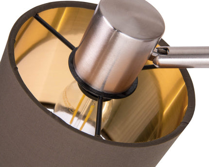 Staande lamp "maron" gemaakt van metalen satine-mat met stof paraplu's in bruin, met E14-aansluiting, voor eetkamer, woonkamer, gang of kantoor, lamp voor woonkamer, eetkamer, hal en kantoor, staande lamp in 153 cm High