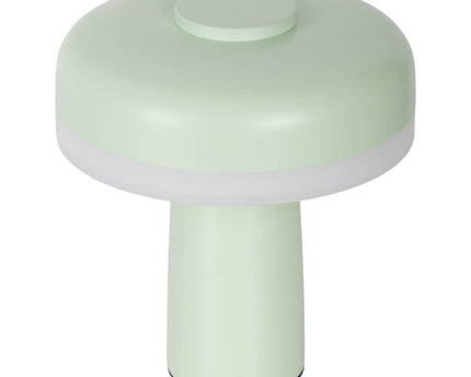 Draadloos tafellicht "Pilu", 16,5 cm hoog, boven Ø van 15 cm, metaal in mint, wit plastic, geïntegreerde LED's, 280 lumen, dimbaar door aanraaksensor, warm wit wit wit