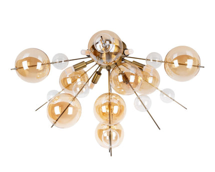 Plafondlamp "explosie" Amber gemaakt van metaal en glas, G9 -versies, plafondlamp voor eetkamer, woonkamer, gang of kantoor, Ø57 cm