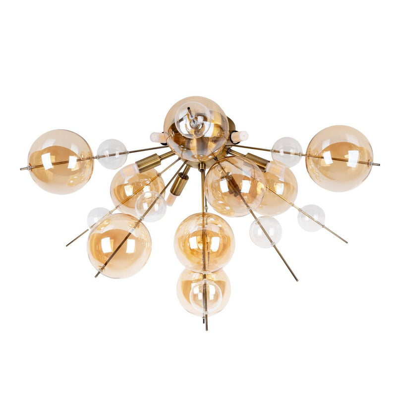 Plafondlamp "explosie" Amber gemaakt van metaal en glas, G9 -versies, plafondlamp voor eetkamer, woonkamer, gang of kantoor, Ø57 cm