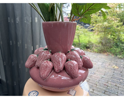 Zijden Bloemen met Strawberry Juice Vase H：23cm