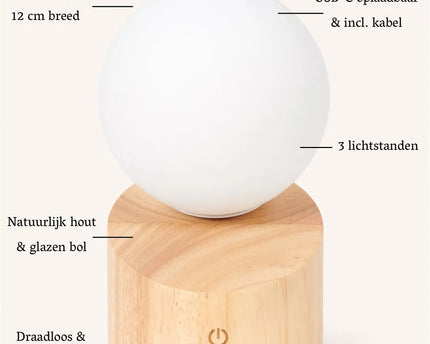 Morris stijlvolle oplaadbare lamp – draadloos, dimbaar, milieuvriendelijk ontwerp