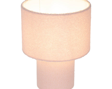 Tabellamp "Fluffy" met tekstbladen en voet in roze, E27, ca. 31 cm hoog