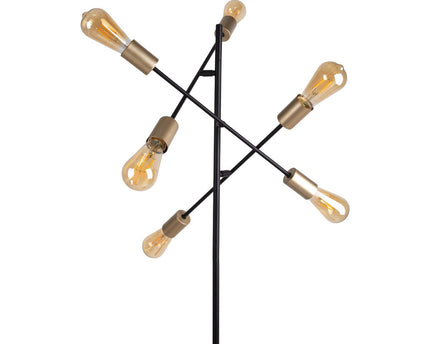 Staande lamp "Modo" gemaakt van zwart in zwart, versies in goud, E27 -aansluiting, vloerlamp voor woonkamer, eetkamer, keuken, gang, gang of kantoor, 150 x 49 cm