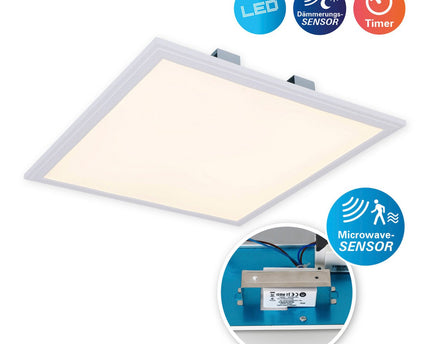 LED -sensorpaneel "Alegre" zijlengte 45 cm, veel functies, beugel inclusief beugel gemaakt van metaal en plastic, geïntegreerde leds warm wit wit