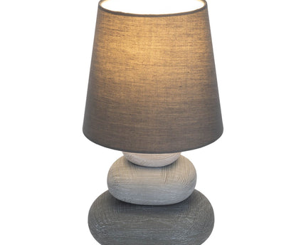 Keramische tafellamp "Stoney", keramische tafellamp in grijs, met E14 -aansluiting, tafellamp voor eetkamer, woonkamer, gang of kantoor, of als bedlamp, 31 cm hoog