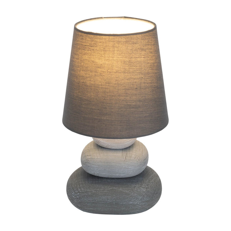 Keramische tafellamp "Stoney", keramische tafellamp in grijs, met E14 -aansluiting, tafellamp voor eetkamer, woonkamer, gang of kantoor, of als bedlamp, 31 cm hoog