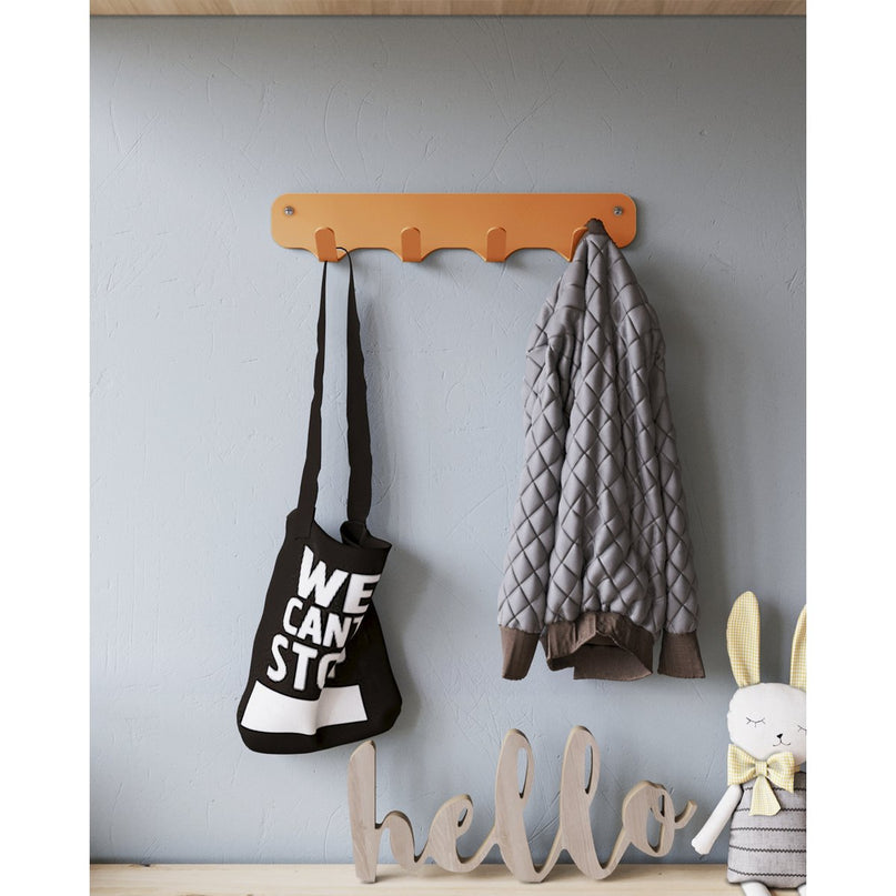 Gorillz Rounded Four Industriële Wandkapstok 4 Kapstok haken - Oranje