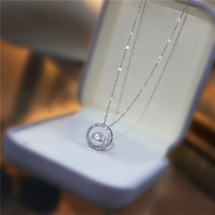 Sprankelende cirkel parel sieraden set-ketting en oorbellen