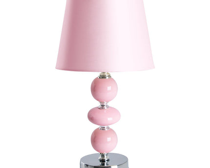 Keramische tafellamp "araga" 36 cm hoog, tafellamp gemaakt van metaal, keramiek, met tekstbladen, roze, met E14 -aansluiting, verlichting voor eetkamer, woonkamer, gang of kantoor,