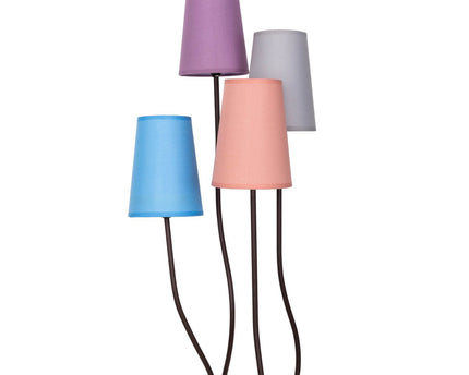 Textiel staande lamp 4-flame "boho" kleurrijke, vloerlamp met kleurrijke paraplu's, met E14-aansluiting, voor eetkamer, woonkamer, gang of kantoor, 140 cm hoog