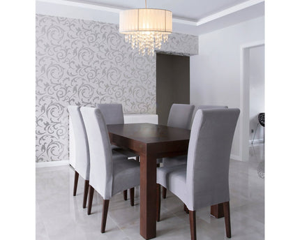 Decoratieve hanglamp "Crystallo", hanglamp gemaakt van metaal, transparant plastic en wit textielmateriaal, E27 -aansluiting, voor eetkamer, woonkamer, gang of kantoor, 30 cm diameter
