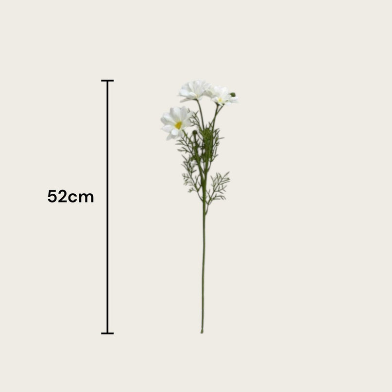 3D real touch chrysanthemum white | Zijden kunstbloem | Lengte 52cm  1pcs Copy