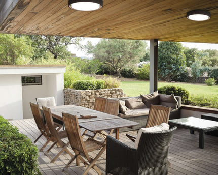 LED Outer Wall Lamp "Mio" Ø 27 cm gemaakt van antraciet -gekleurd metaal en plastic, IP54 voor ingang, balkon, terras