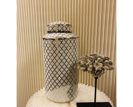Keramieken pot wit goud (klein formaat: H*30 B*15)